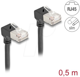 80298 Cat.6a patch cable, S/FTP, angled down / down, 0.5 m