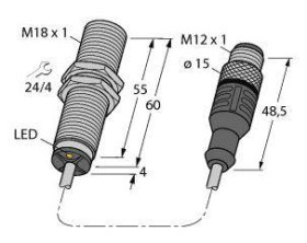 Czujnik indukcyjny Turck BI5U-MT18M-AD4X-0,3-RS4.23/XOR, 10 - 65 V, 1 szt.