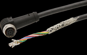 VK205A21, Kabel przyłączeniowy, 2m, M12 żeński 8pin kątowy, 8x0,25mm², PUR, Ø6,6mm, 30V, -25-90C, IP67, Ekranowany, Silikon