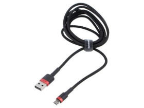 Kabel High Speed, USB 2.0 1m czarny tekstylny 2,4A CAMKLF-B91