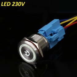 Przełącznik hermetyczny monostabilny 22 mm ( biały ) LED 230V