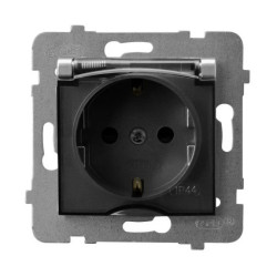 ARIA Gniazdo bryzgoszczelne z/u SCHUKO IP44 wieczko przezroczyste srebro GPH-1US/m/18/d