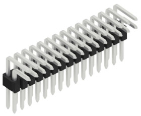 Pin header, 30 pole, pitch 1.27 mm, angled, black, SLVW4KA03630Z