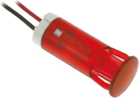 Lampka kontrolna do montażu panelowego 12V dc, czerwona 10mm LED Czerwony Wyprowadzenia APEM