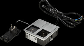 939645015 VersaHIT Dual - 1 socket outlet with earthing contact, 2x USB, s