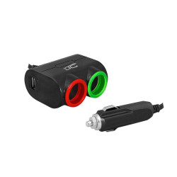 Rozgałęźnik wt.zap. 2gn/USB LX AS10 12/24V,FIRE czarny