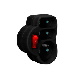 Rozgałęźnik elektryczny LX9505 230V Potrójny z wyłącznikiem, czarny