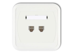 LIZA Gniazdo telefoniczne podwójne 2xRJ11 4-stykowe biały GLT-2 KARLIK