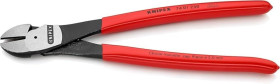 Szczypce tnące boczne o zwiększonym przełożeniu z tworzywa sztucznego, powlekane, czarne 250 mm KNIPEX 74 01 250