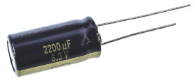 Kondensator 2200μF 6.3V dc Radialny, Otwór przelotowy Panasonic roztaw: 5mm 10 (Dia.) x 20mm