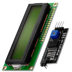 HD44780 1602 LCD module display bundle with I2C interface 2x16 characters (with green background) compatible with Arduino and Ra