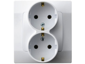 KARO Gniazdo podwójne z uziemieniem schuko IP-20 zaciski gwintowe biały GP-2SS/00 OSPEL