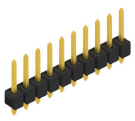 Pin header, 10 pole, pitch 2.54 mm, straight, black, 10053905