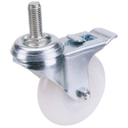 Draper 65501 75mm Dia. Swivel Bolt Fixing Nylon Wheel with Brake - S.w.l. 70kg