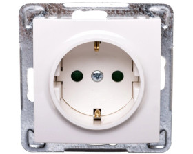 IMPRESJA Gniazdo pojedyncze z/u Schuko z przesłonami ecru GP-1YSP/m/27