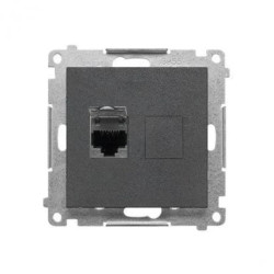 Simon 55 Gniazdo komputerowe pojedyncze RJ45 kategoria 6, z przesłoną przeciwkurzową (moduł) Grafitowy mat T61.01/116