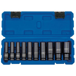 Draper 83096 1/2" Sq. Dr. Metric Deep Impact Socket Set (10 Piece)