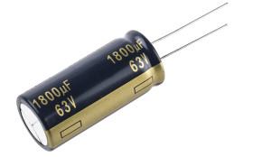 Kondensator 1800μF 63V dc Radialny, Otwór przelotowy Panasonic roztaw: 7.5mm 18 (Dia.) x 40mm