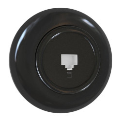 Gniazdo komputerowe RJ45 z ramką, kolor czarny, seria Retro Vintage Loft