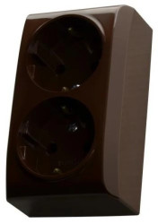 BIS Gniazdo podwójne z/u Schuko brązowe GN-2BS/24