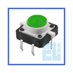 MIKROPRZYCISK 12x12mm H-7mm PODŚWIETLANY ZIELONY