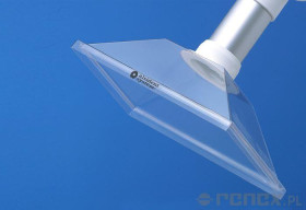 Głowica prostokątna przezroczysta z białą flanszą - 200x150 mm