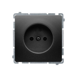 Simon Basic Gniazdo wtyczkowe bez uziemienia (moduł), z przesłonami torów prąd. 16A, 250V, zaciski śrubowe czarny BMG1Z.01/49