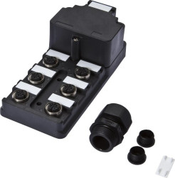 Rozdzielacz, 6x M12 5-PIN, PBT, M20 x 1,5 z tworzywa sztucznego, ze złączką M20x1,5, VK000008