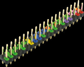 Raspberry Pi - GPIO header, 40-pin, RM 2.54, colour-coded