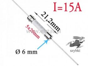 15,0A bezpiecznik ceramiczny do PCB; 5x20mm