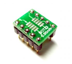 Adapter SOT23-->DIL10 dla pamięci szeregowych, uP i in. (SOT-23/SOT23-4/SOT23-5/SOT23-6/SOT-8/SOT-10)