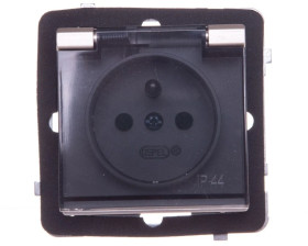 SONATA Gniazdo bryzgoszczelne z/u IP44 z przesłonami klapka przezroczysta szampański złotyGPH-1RZP/m/39/d