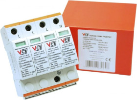 Ochronnik przepięć ogranicznik modułowy Typ T1+T2 4P 3-F 12,5kA z iskiernikiem VCX trójfazowa przepięciówka