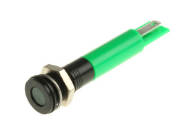 Lampka kontrolna do montażu panelowego 220V ac, zielona 8mm LED Końcówka lutownicza RS PRO