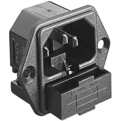 Combination element plug C14, 3 pole, flange mounting, plug-in connection, black, PF0001/48