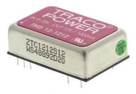 Przetwornica DC-DC, 12W, Uwe 9 → 18 V DC, Uwy 12V dc, Iwy 1A, TRACOPOWER