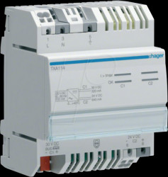 TXA114 Power supply KNX with 1 choke, 320 mA + 1 output 24 VDC