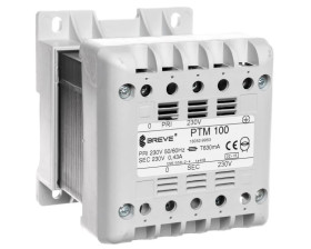 Transformator 1-fazowy separacyjny PTM 100 230/230V 0,43A, na szynę DIN, IP21, Ta 40, 16052-9953