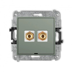 MINI Mechanizm gniazda głośnikowego poj., bez opisu (banan - czerwony i czarny, pozłacany, 4 mm2, skręcany) szałwiowy 61MGGBO-4