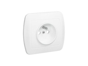 AKORD Gniazdo pojedyncze z uziemieniem białe z przesłonami torów prądowych AGZ1ze/11 KONTAKT SIMON