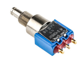 Przycisk miniaturowy Chwilowy SPDT średnica wycięcia 6.5mm, montaż panelowy Apem