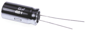 Kondensator 22μF 400V dc Radialny, Otwór przelotowy Panasonic roztaw: 5mm 12.5 (Dia.) x 25mm