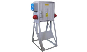 Rozdzielnica budowlana ERB40AC1 na stojaku, uzbrojona, przelotowa, IP54, gniazda: 1x CEE 32A, 2x CEE 16A, 4x GS 230V