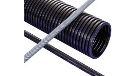 Kanał średnica 26.6mm materiał Poliamid 6 średnica zew 34.5mm Rura kablowa karbowana kolor Czarny