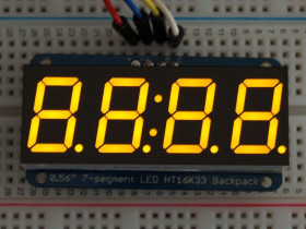 Adafruit 0.56" 4-Digit 7-Segment Display w/I2C Backpack - Yellow
