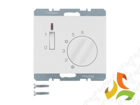 BERKER K.1 Regulator temperatury pomieszczenia 24V z wyłącznikiem stykiem zwiernym i diodą LED biały połysk 20317109 HAGER