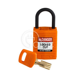Kłódka LOTO SafeKey kompaktowa, nylonowa, szekla 25 mm, pomarańczowa, 150185