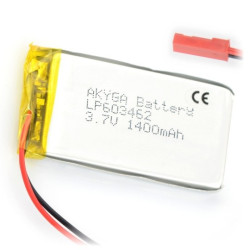 Akumulator Li-Pol Akyga 1400mAh 1S 3,7V - złącze JST-BEC + gniazdo - 62x34x6mm
