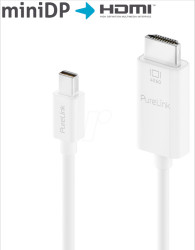 IS2100-015 DisplayPort 1.2 cable, mini DP-HDMI, 4K 60 Hz, white, 1.5 m