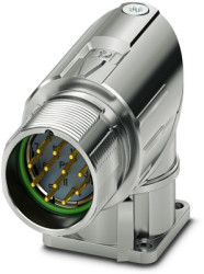 Surface-mounting plug, M23, 6 pole, crimp connection, standard/ONECLICK quick locking system, angled, 1341925